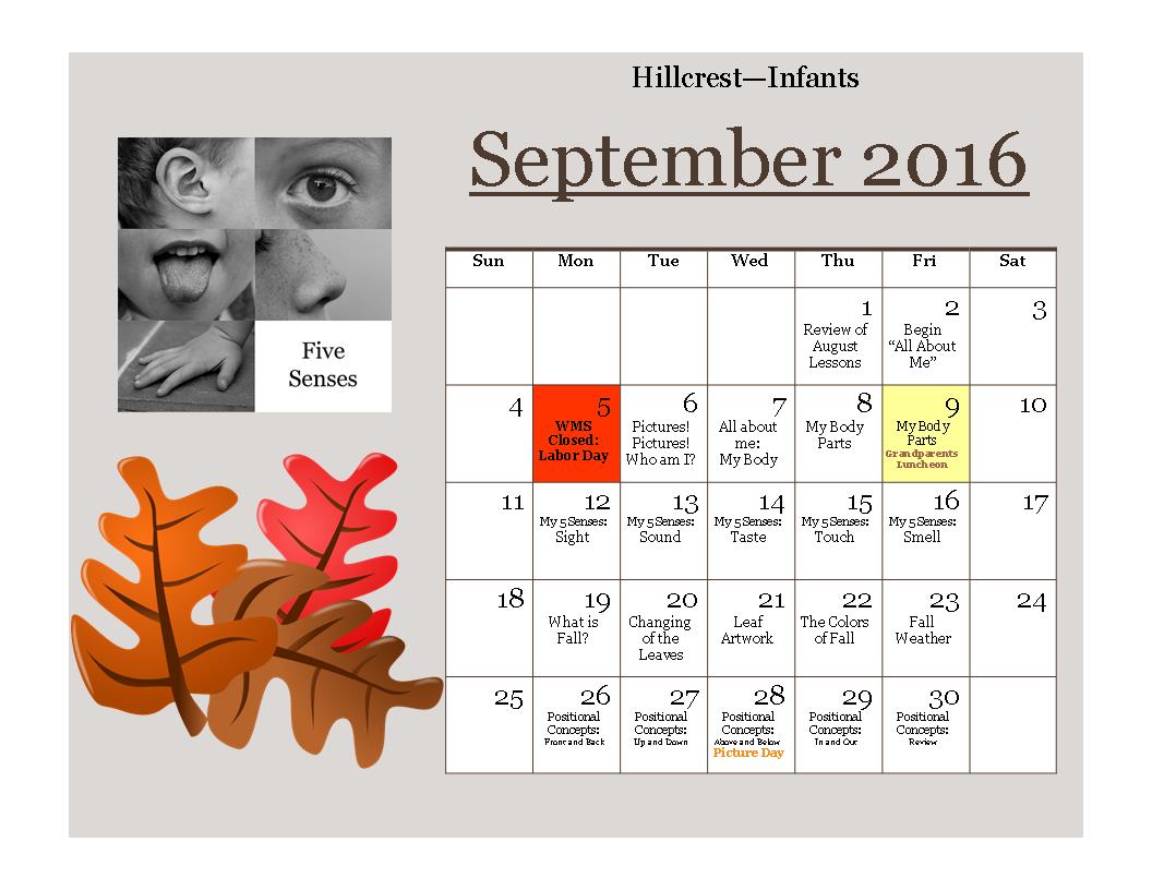 HC September Calendar Infants